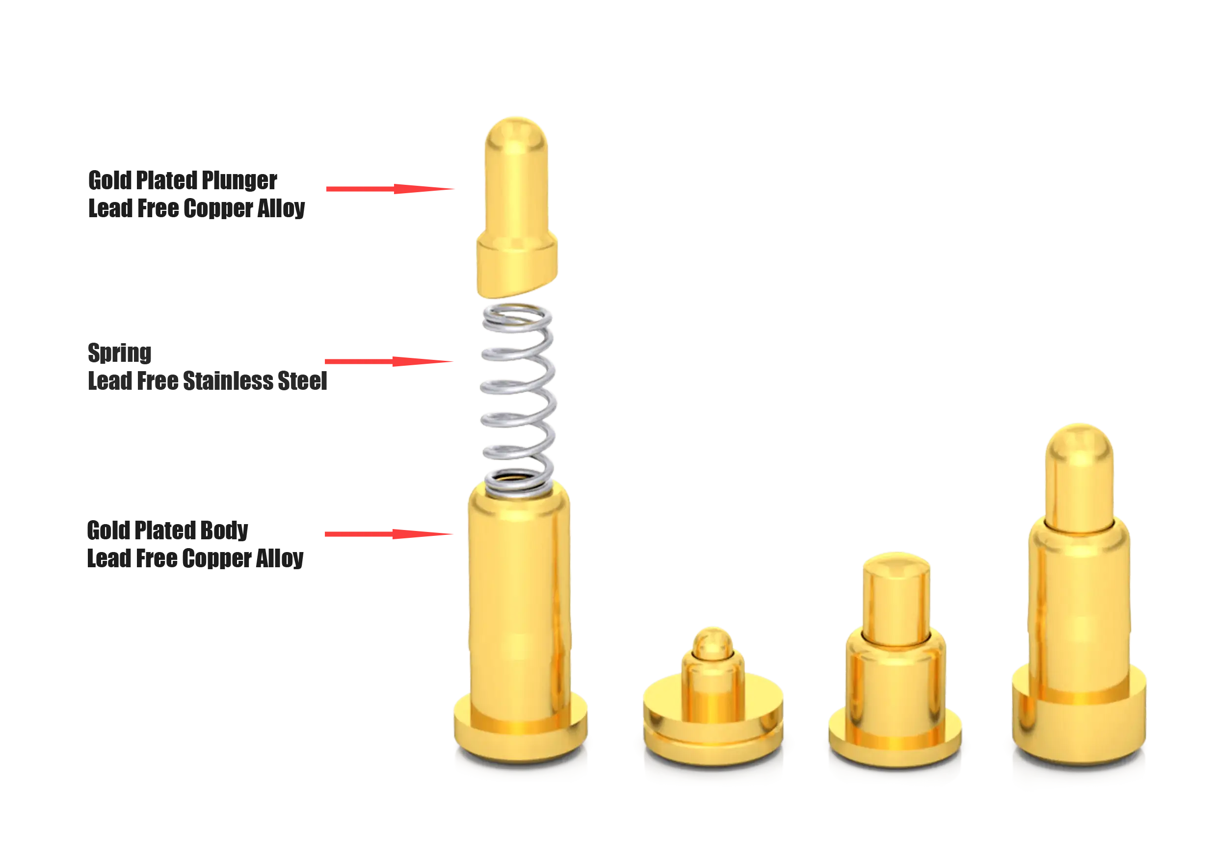 smd pogo pin material and structure
